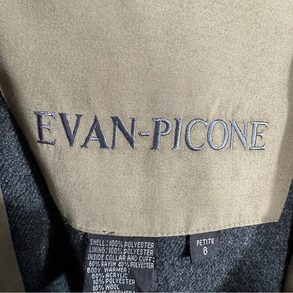 Evan Picone lined trench coat with beautiful trim, 8P, taupe, layer, fall - Picture 2 of 13